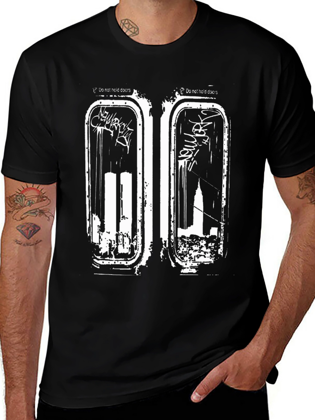 Subway Doors Graphic T-Shirt - Black