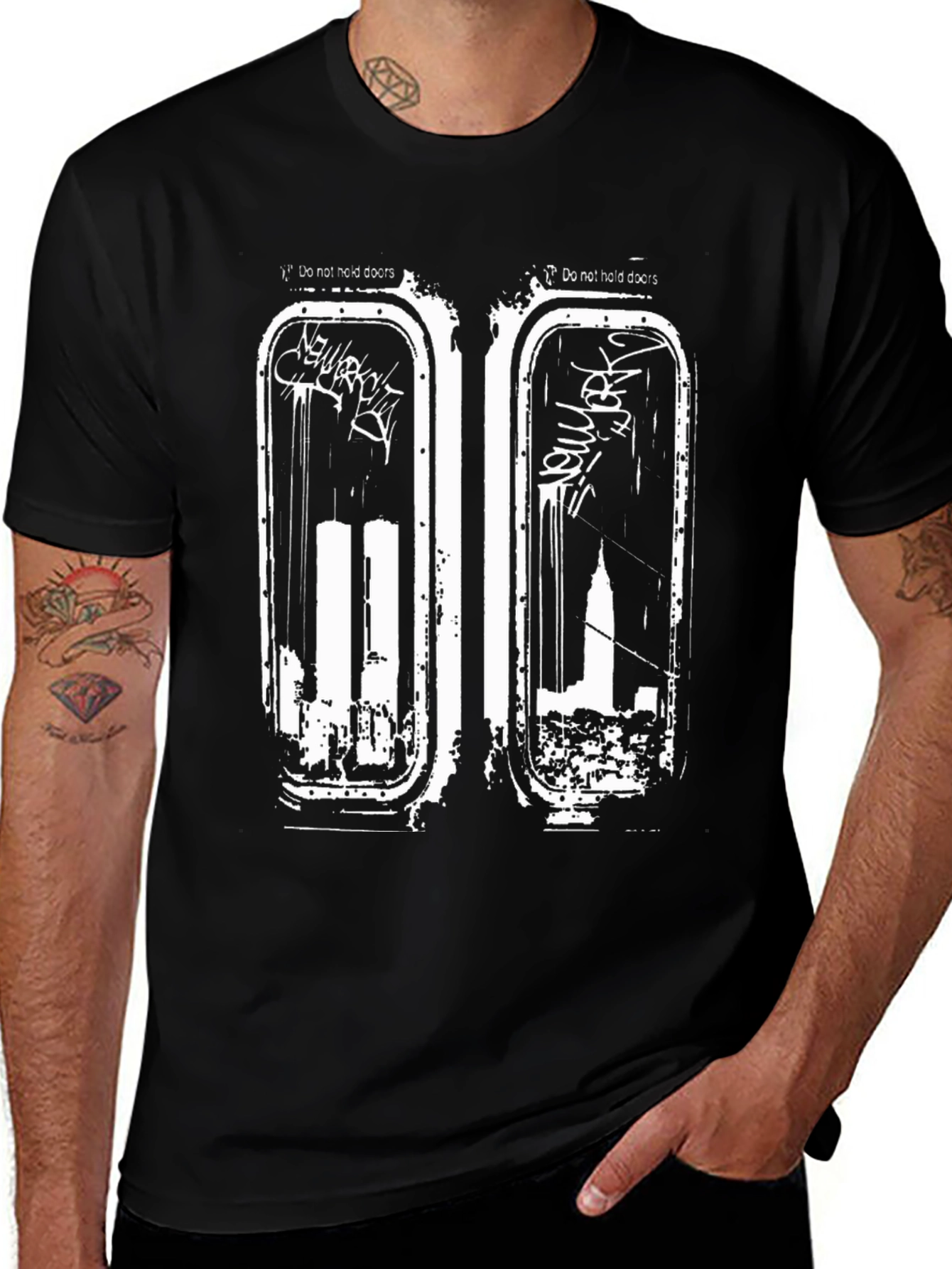 Subway Doors Graphic T-Shirt - Black