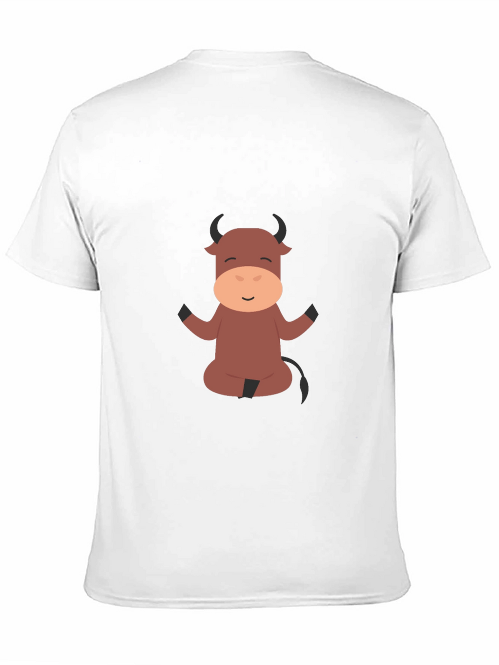 Meditating Cartoon Bull Black T-Shirt