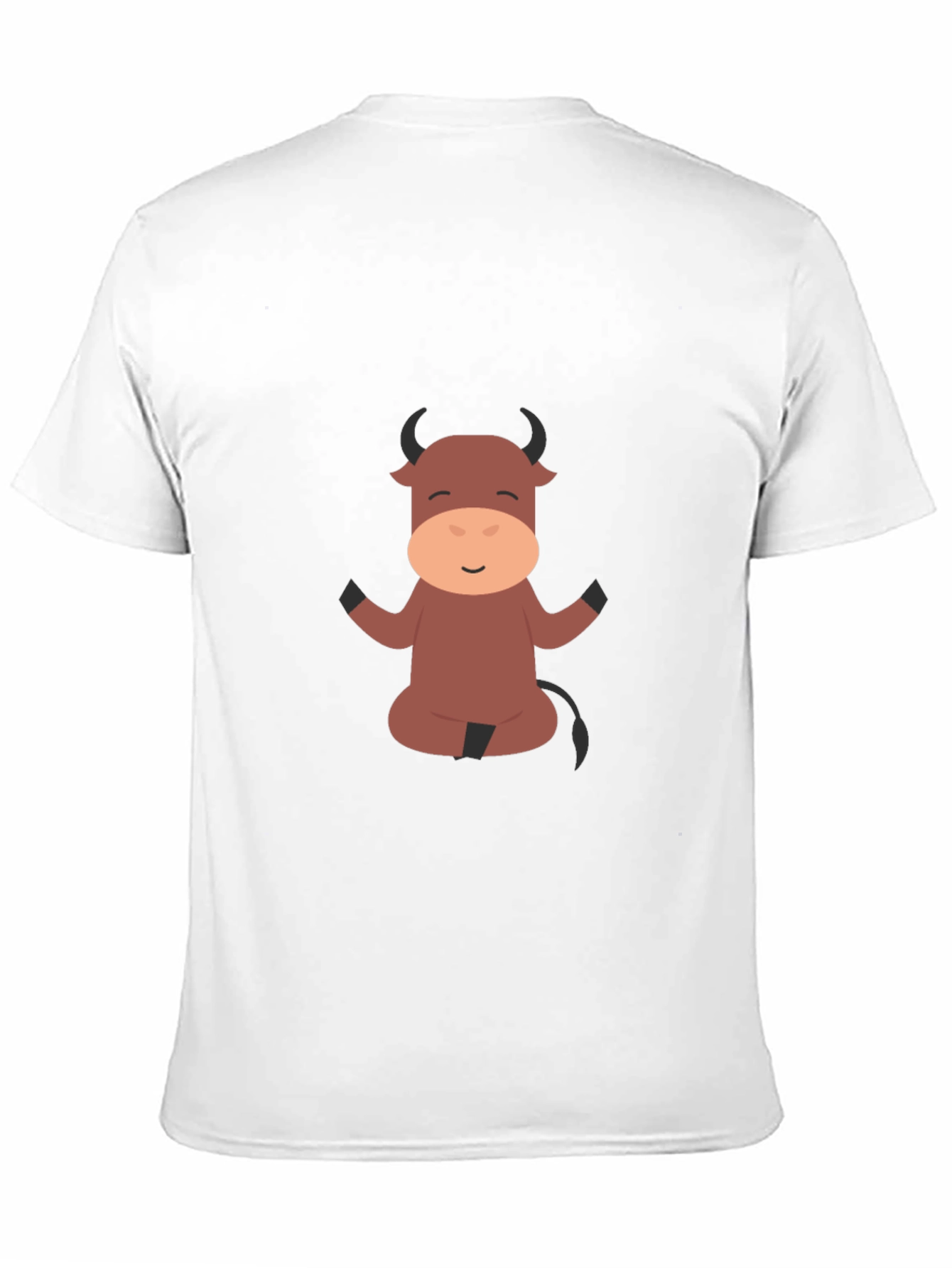 Meditating Cartoon Bull Black T-Shirt