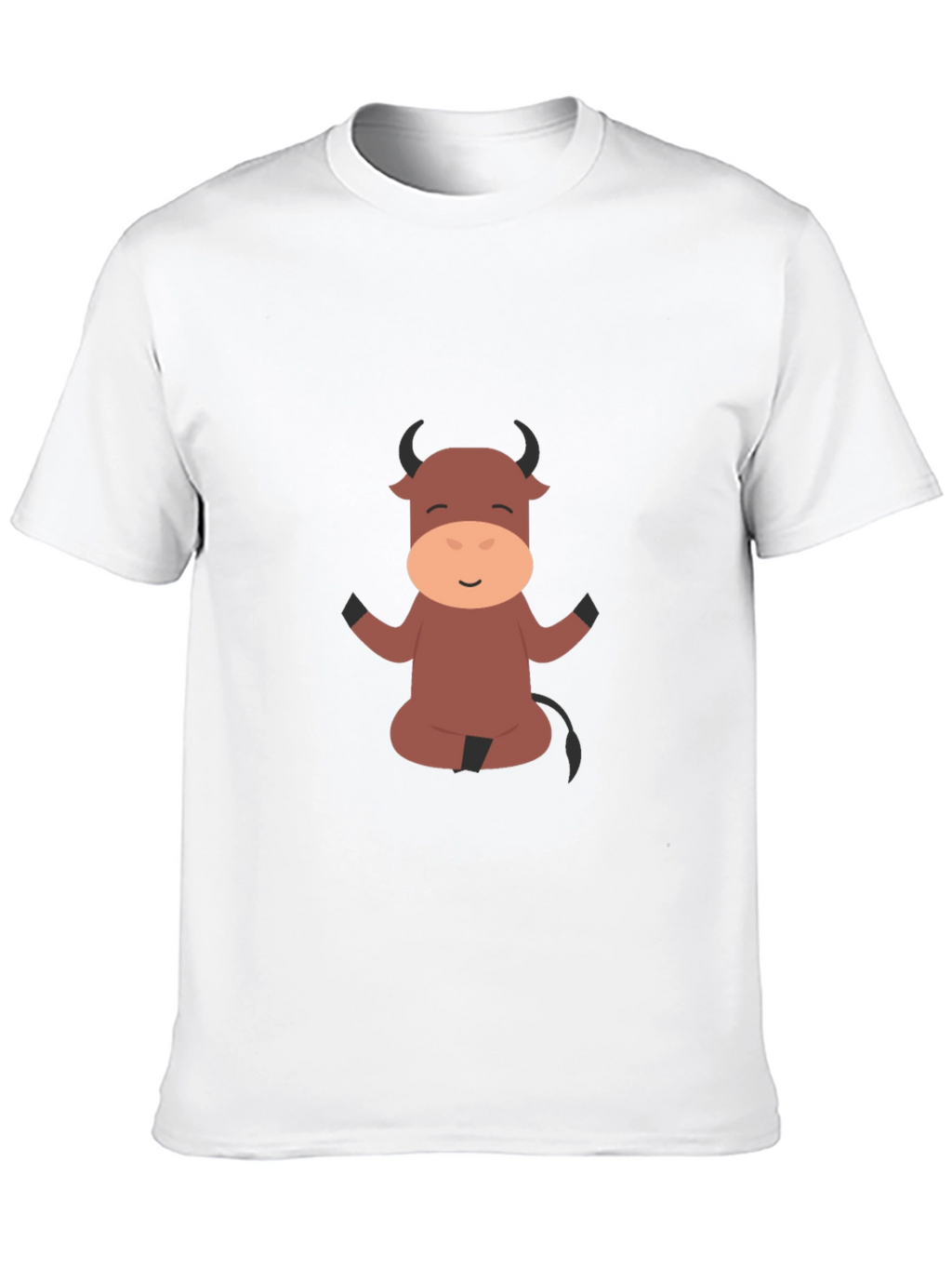 Meditating Cartoon Bull Black T-Shirt
