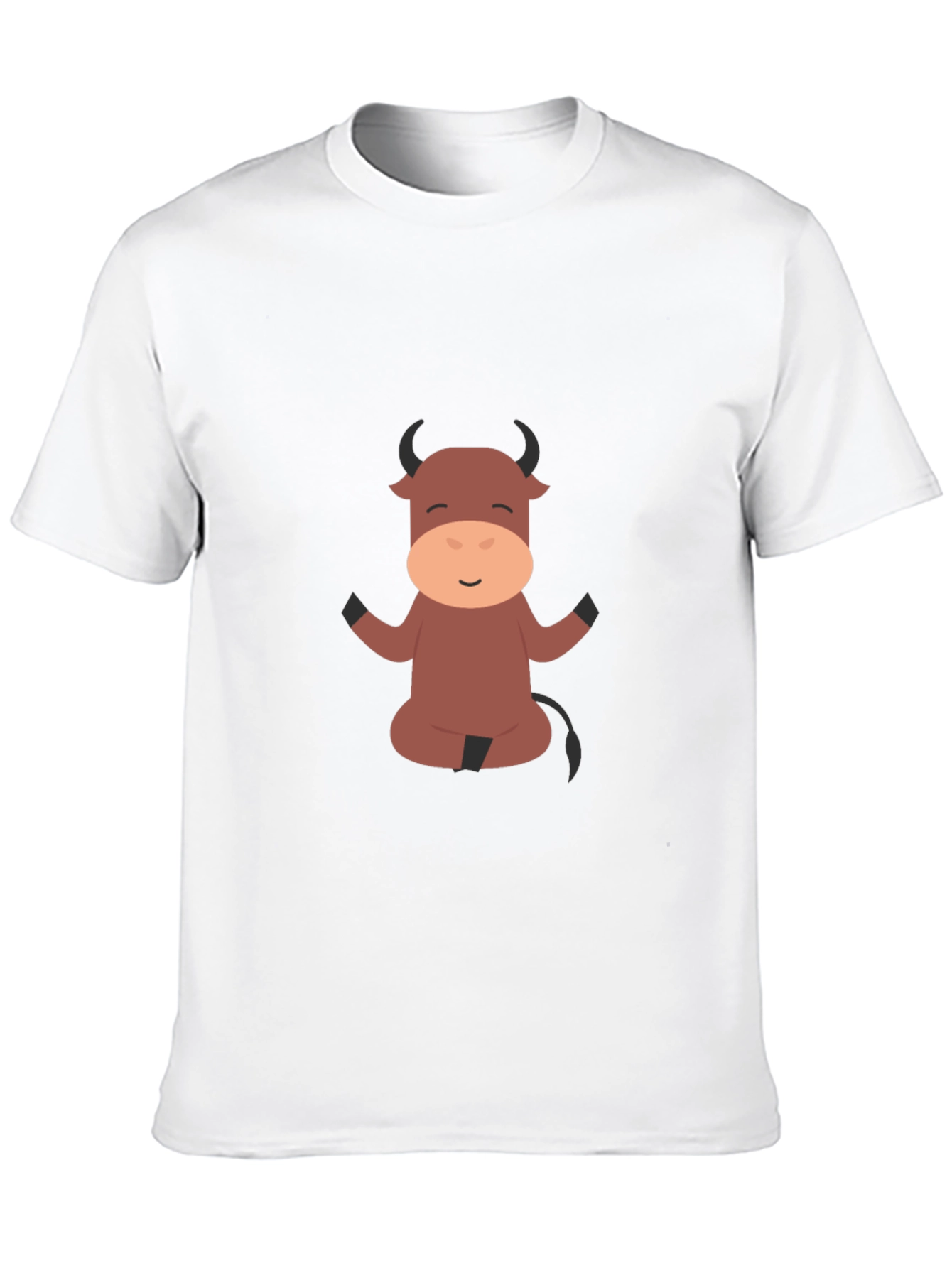 Meditating Cartoon Bull Black T-Shirt