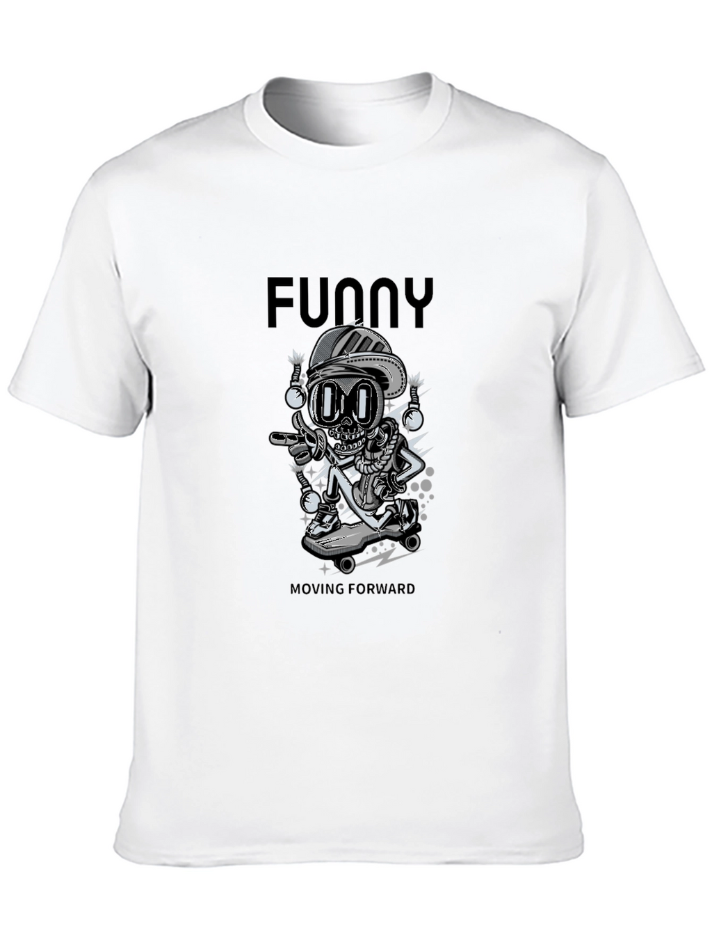 Funny Moving Forward Skeleton Skateboarder T-Shirt