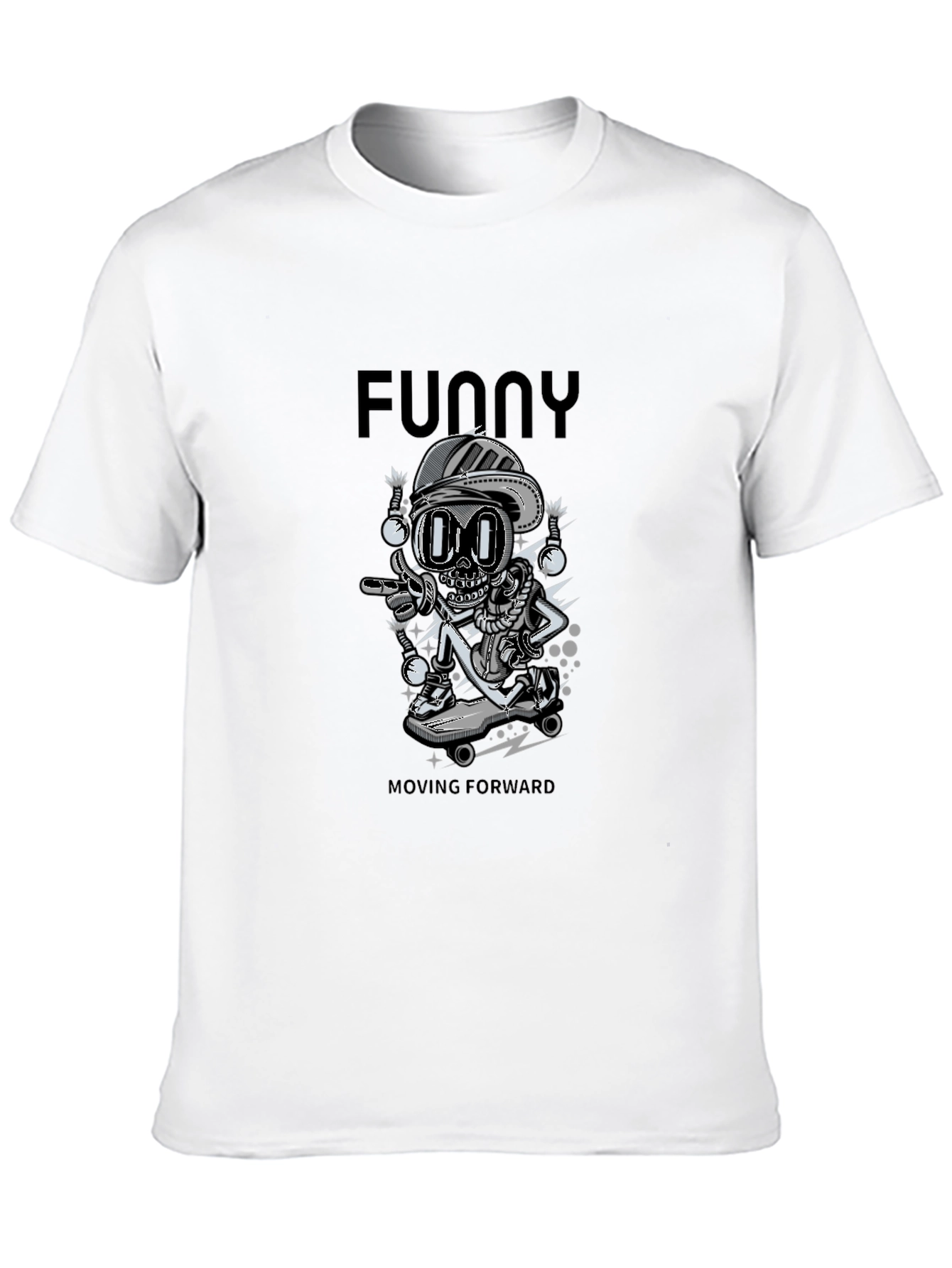 Funny Moving Forward Skeleton Skateboarder T-Shirt
