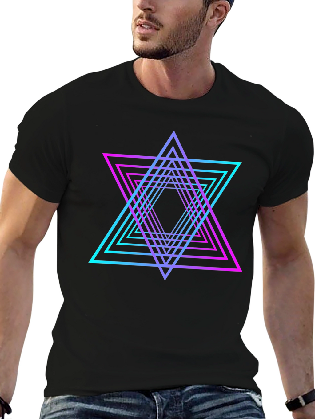 Neon Geometric Star T-Shirt