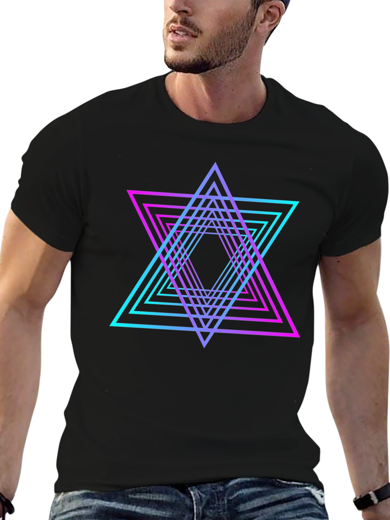 Neon Geometric Star T-Shirt