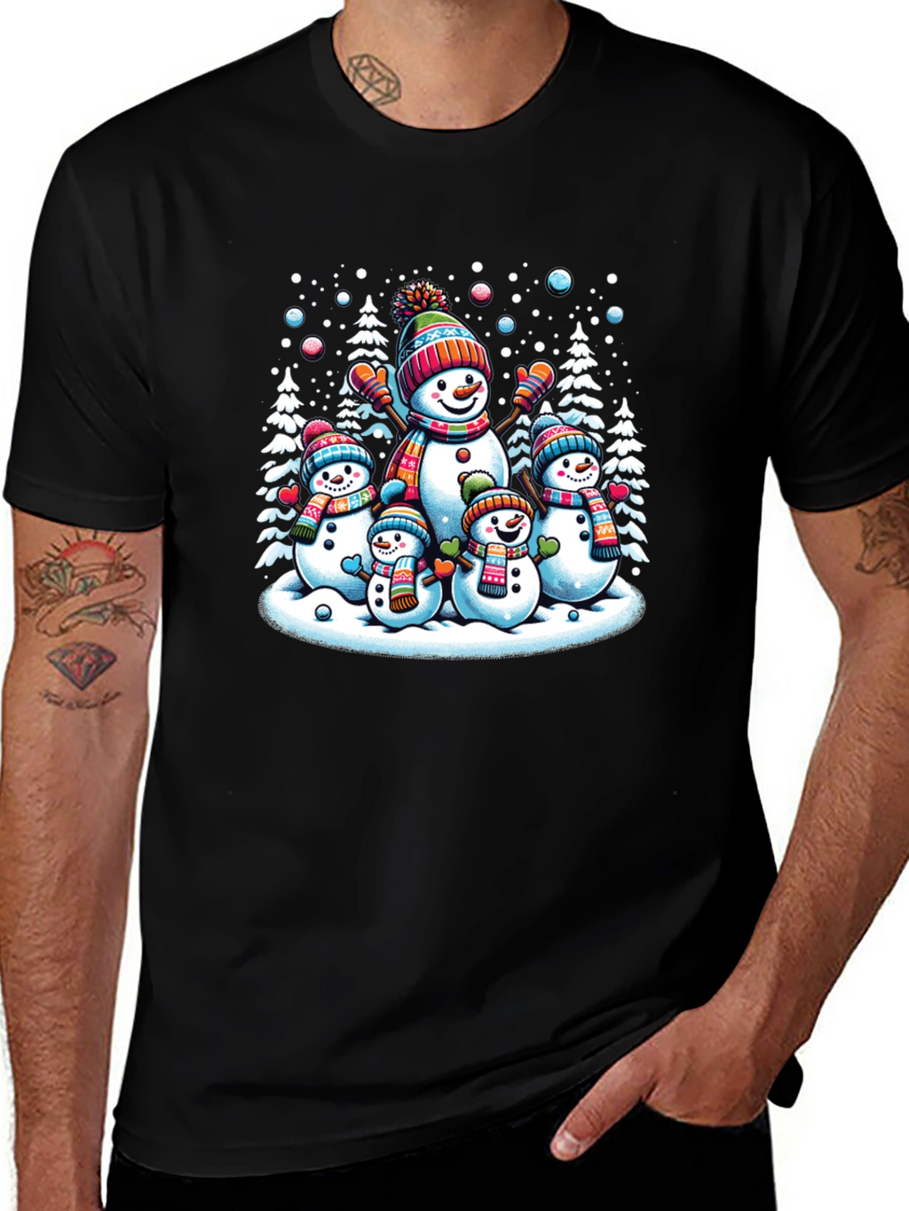 Festive Snowman Family Graphic Tee