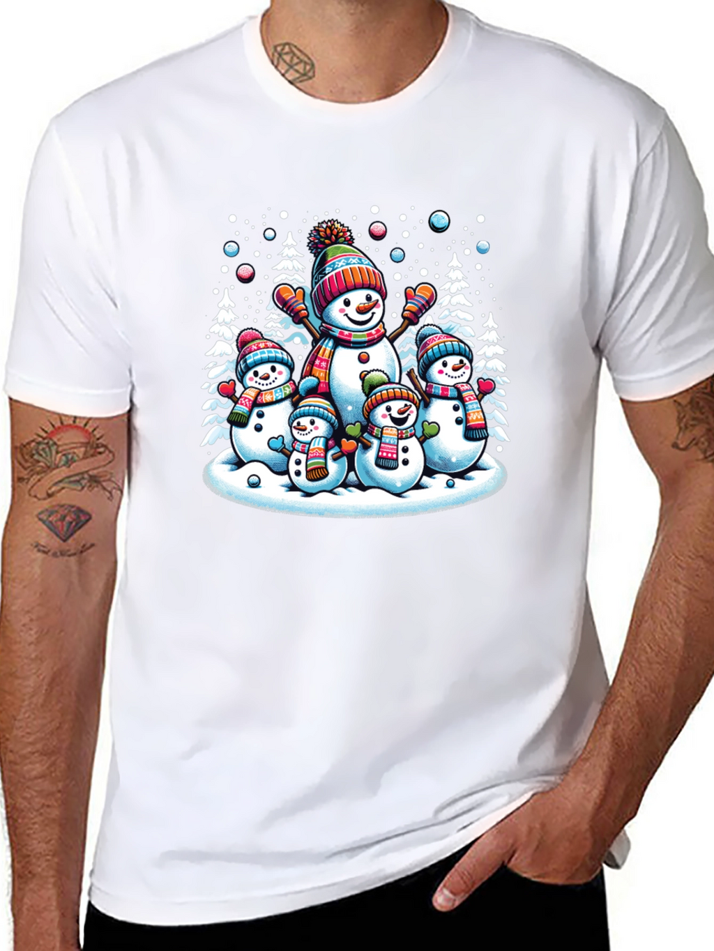 Festive Snowman Family Graphic Tee