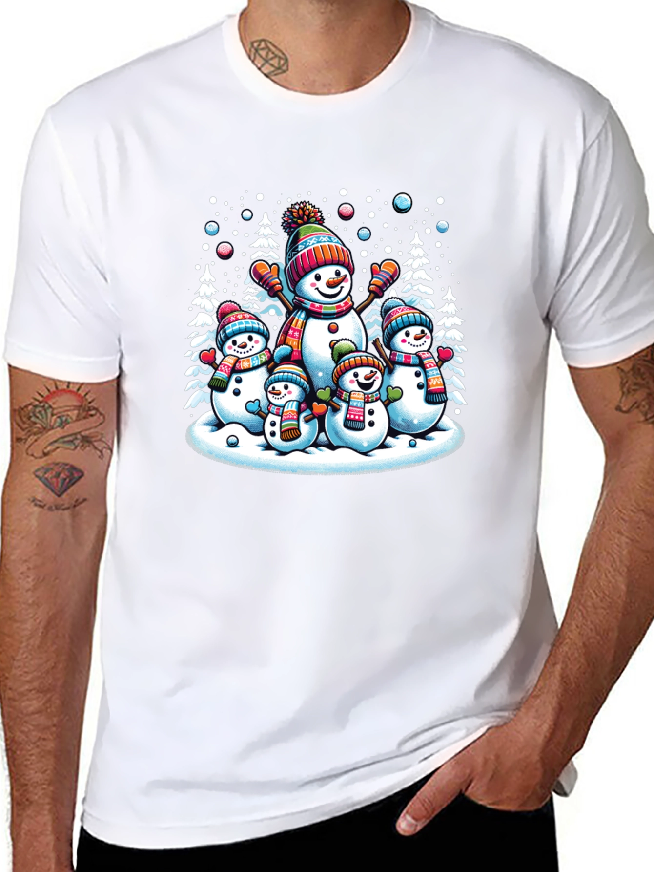 Festive Snowman Family Graphic Tee