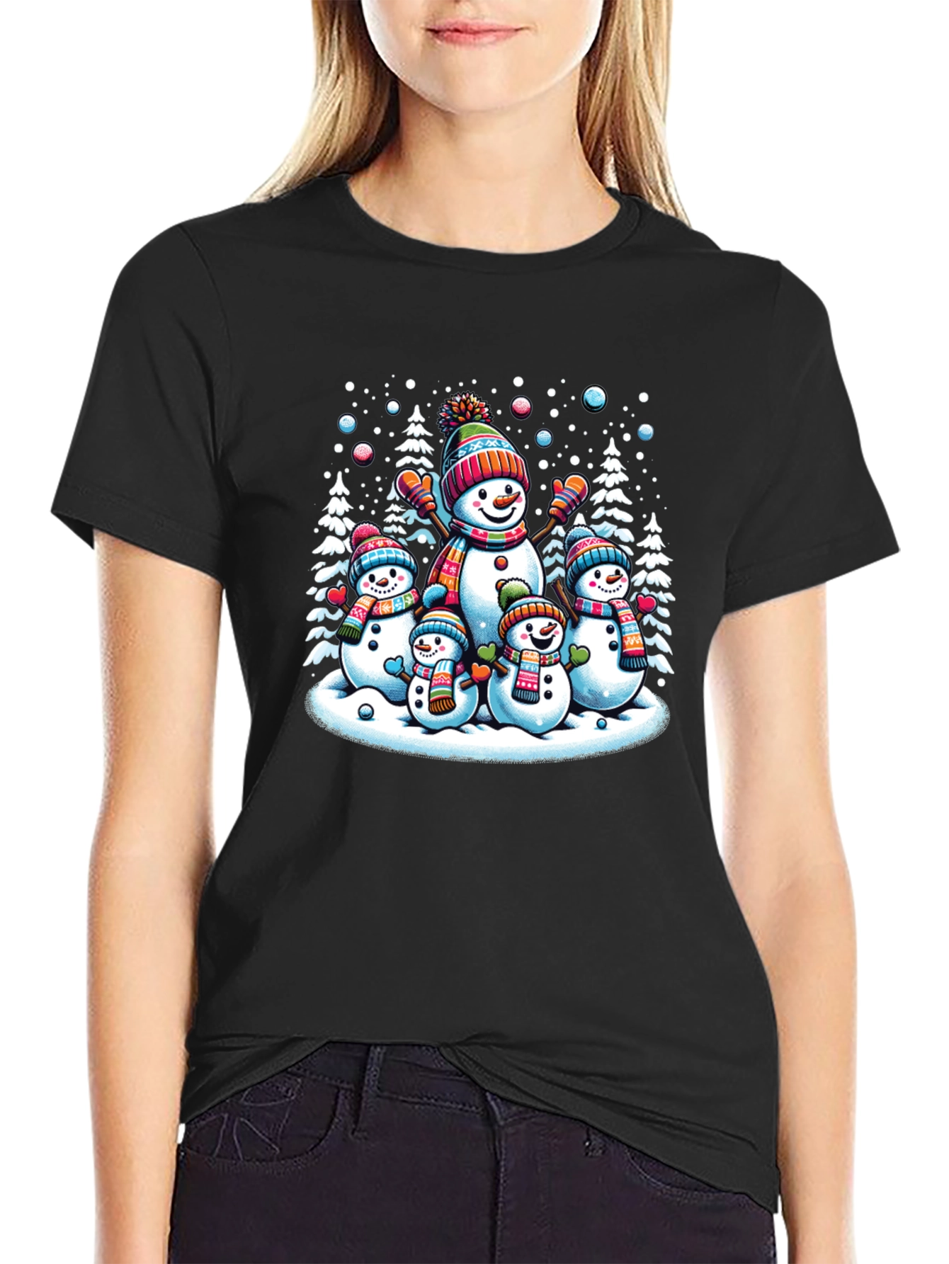 Festive Snowman Family Graphic Tee