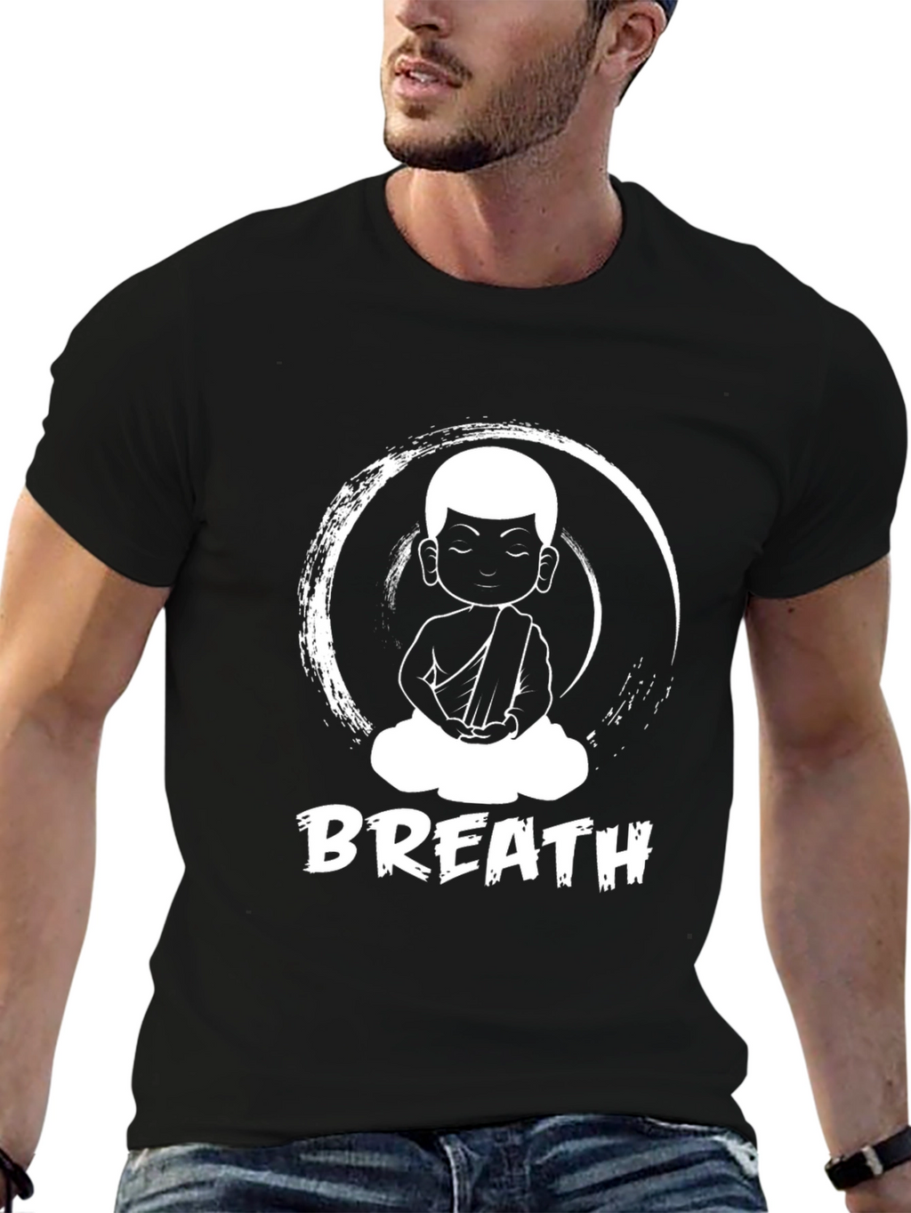 Breath Graphic T-Shirt - Zen Monk Design