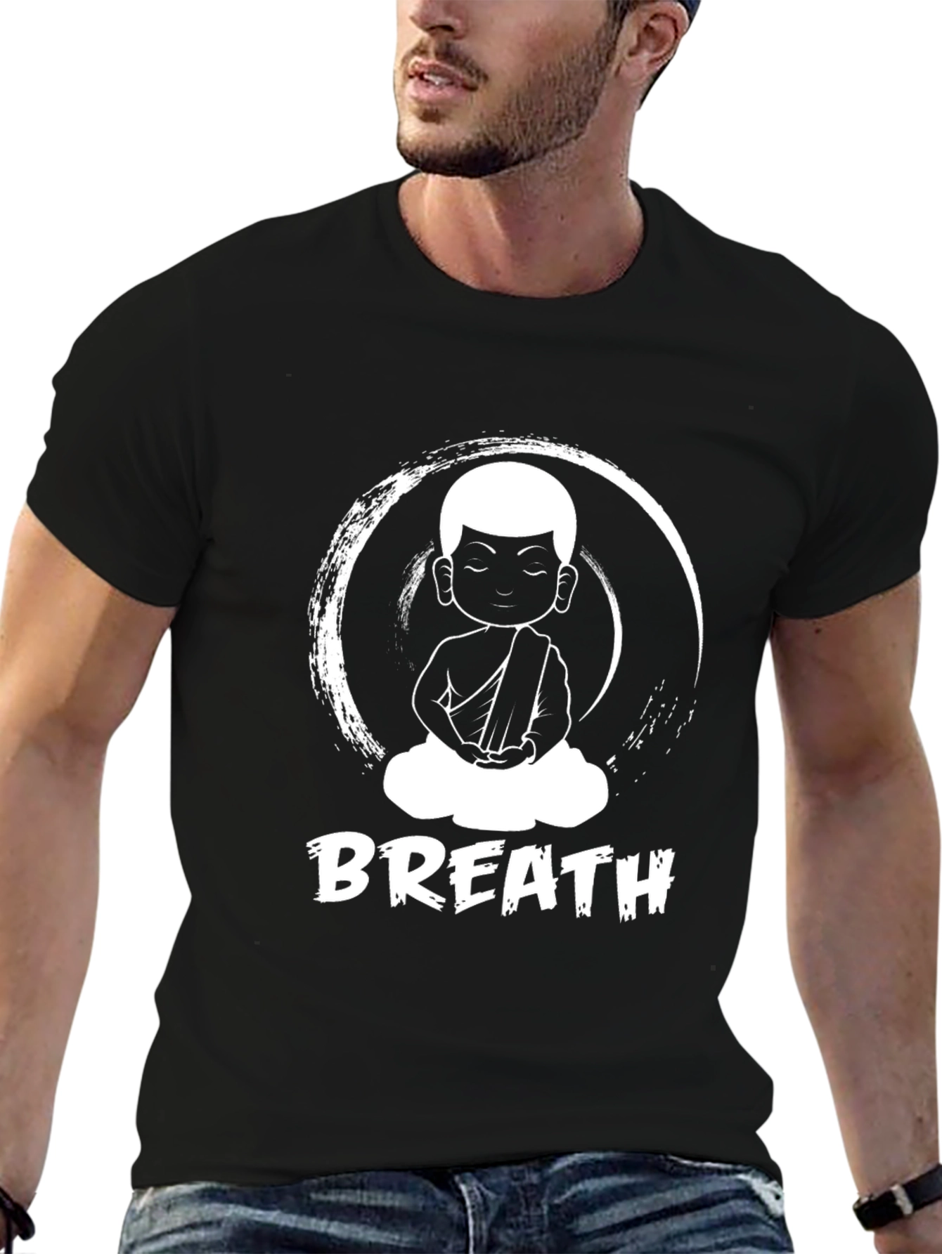 Breath Graphic T-Shirt - Zen Monk Design