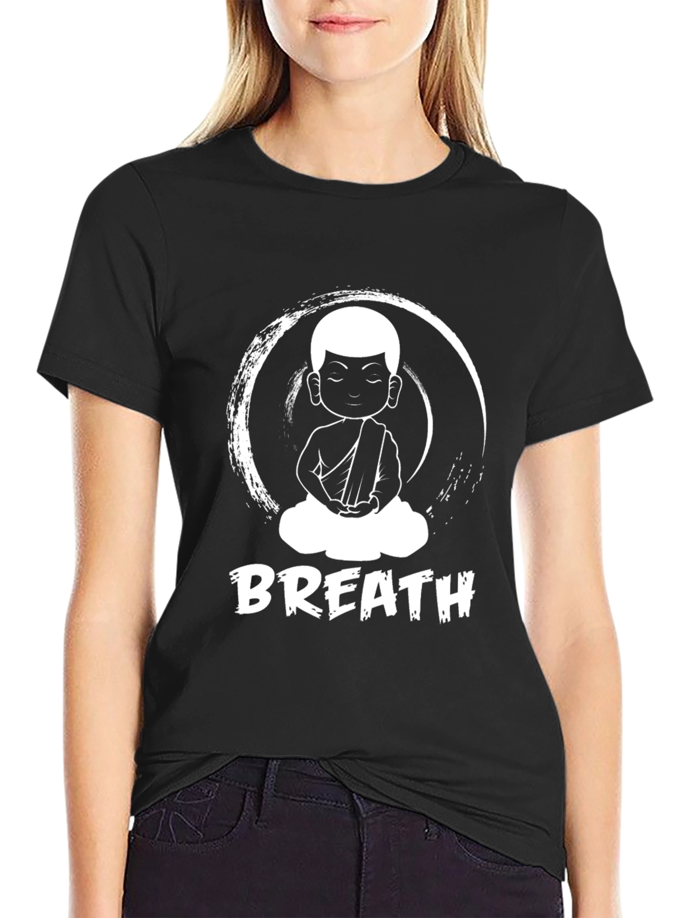 Breath Graphic T-Shirt - Zen Monk Design