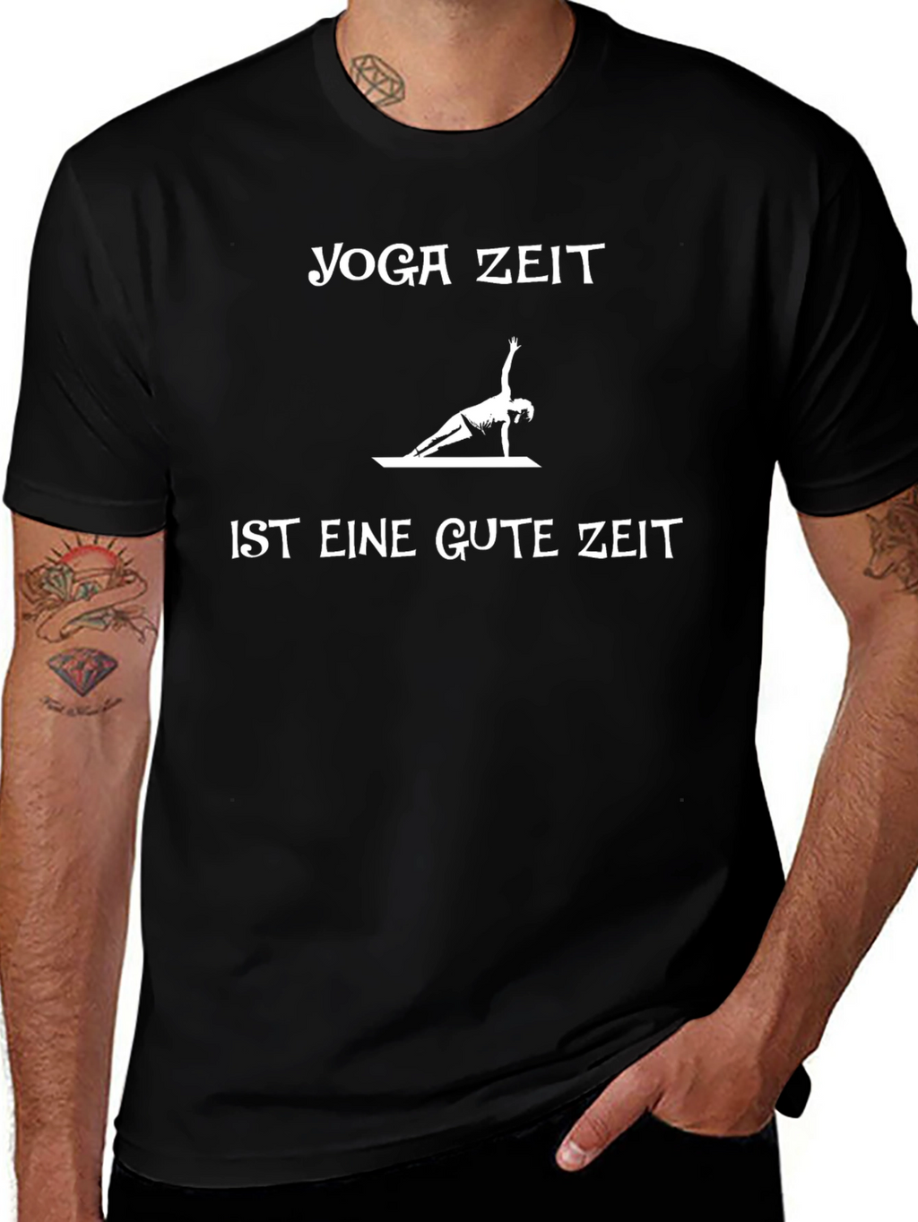 Yoga Time T-Shirt - German Text Black Cotton Tee