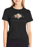 Gratitude Floral Black T-Shirt