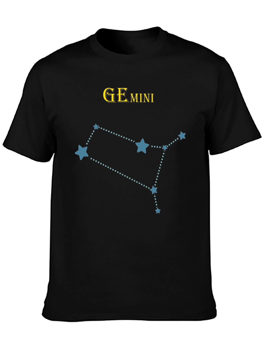 Gemini Constellation Graphic T-Shirt - Black
