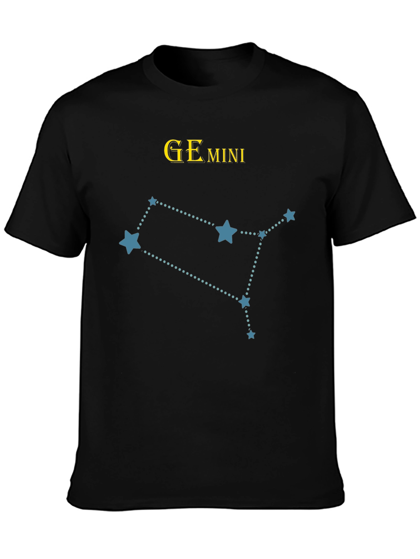 Gemini Constellation Graphic T-Shirt - Black