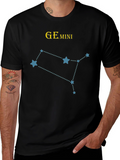 Gemini Constellation Graphic T-Shirt - Black