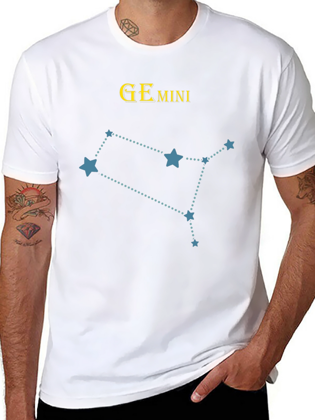 Gemini Constellation Graphic T-Shirt - Black