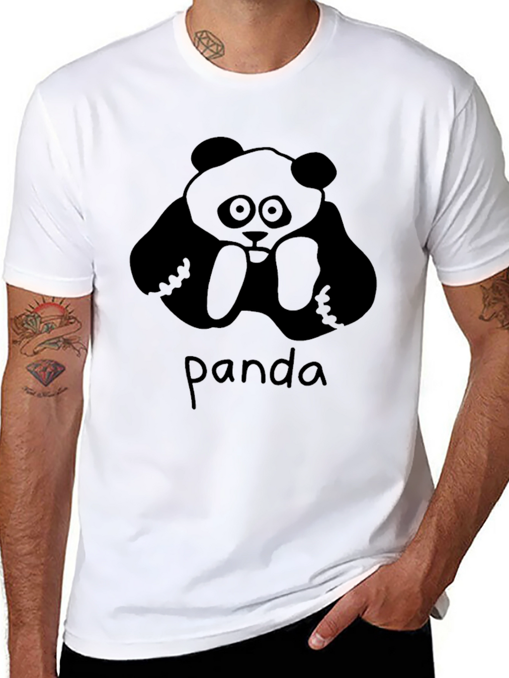 Mens Panda Graphic Black T-Shirt