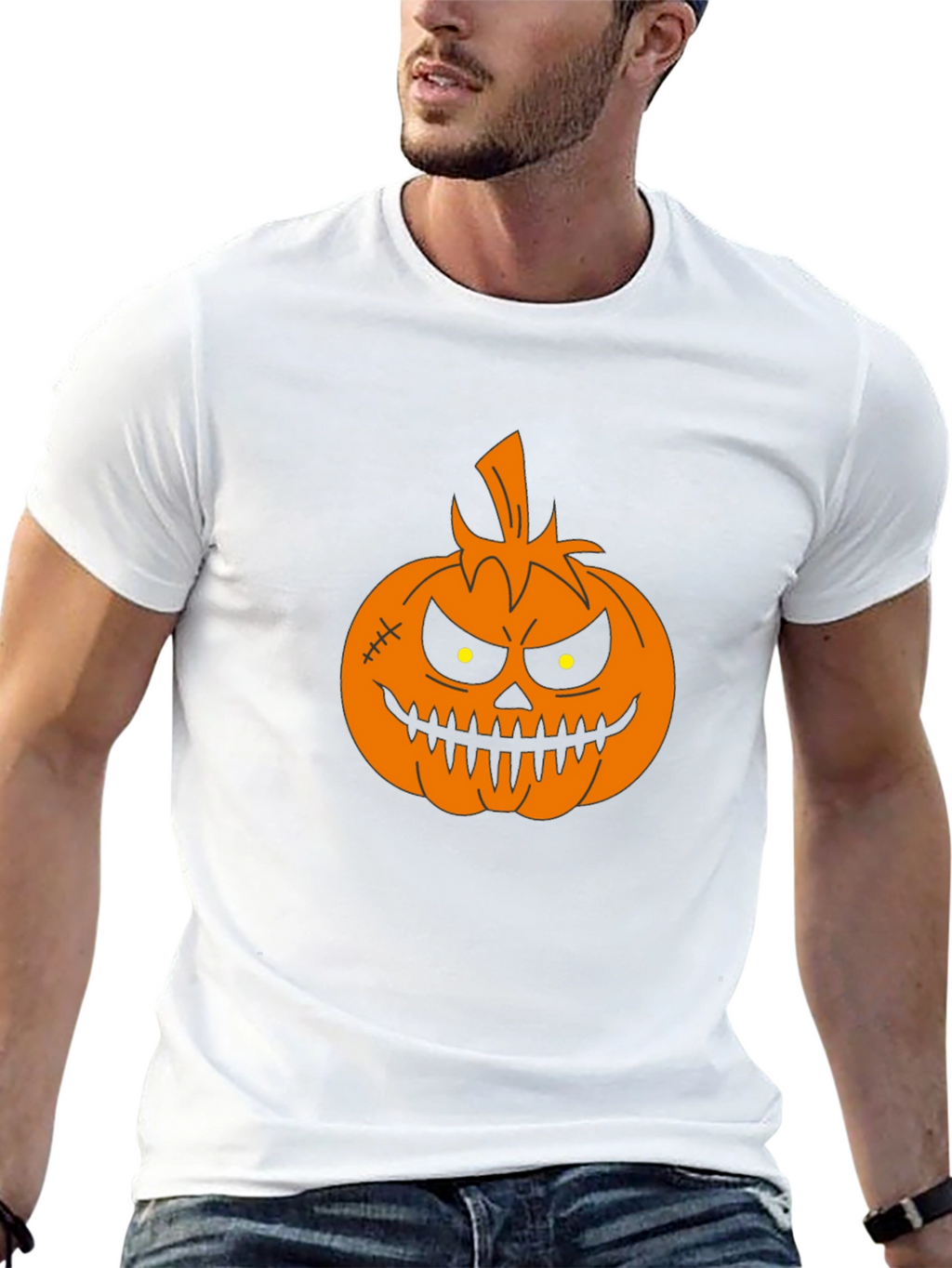 Halloween Pumpkin Graphic Tee - Black