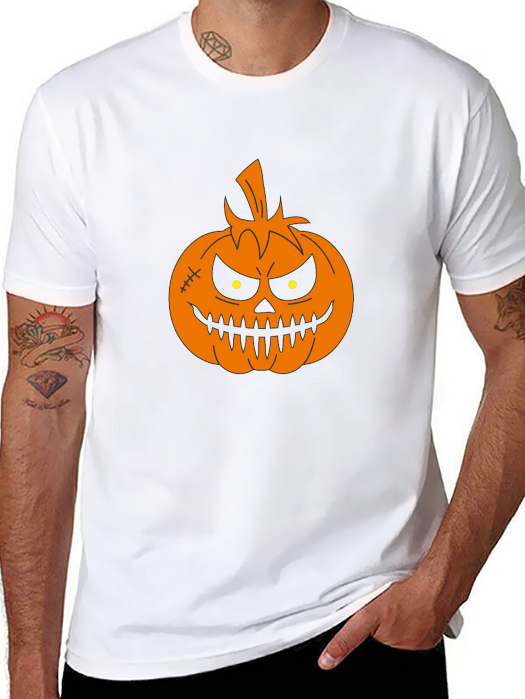 Halloween Pumpkin Graphic Tee - Black