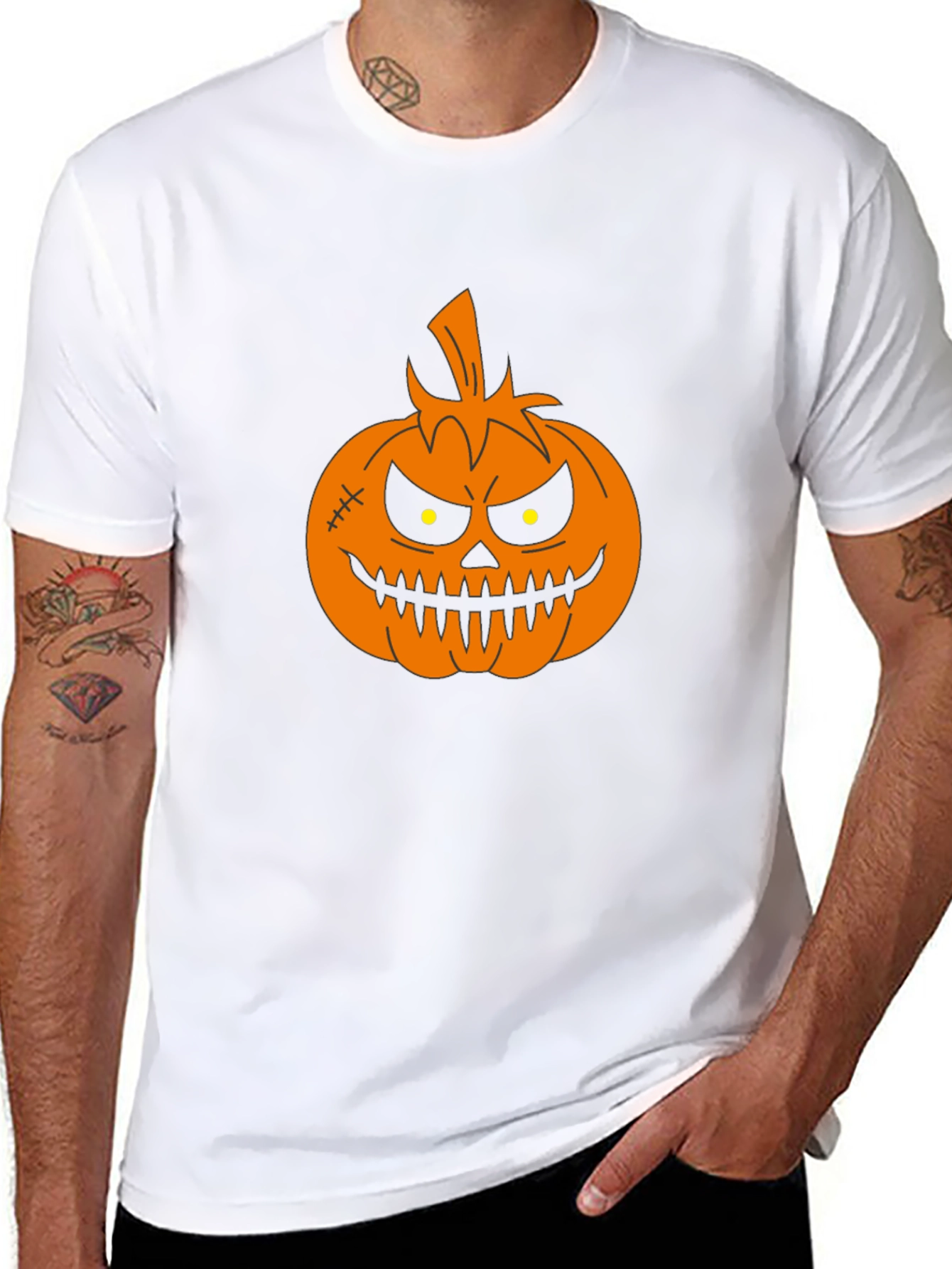 Halloween Pumpkin Graphic Tee - Black