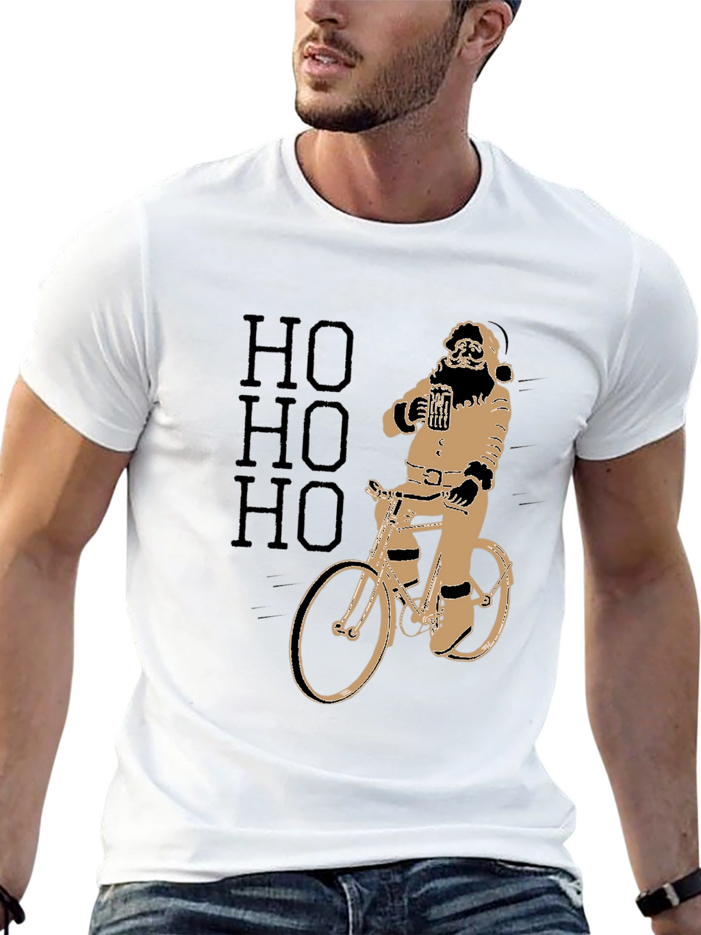 Santa Riding Bike Graphic Tee