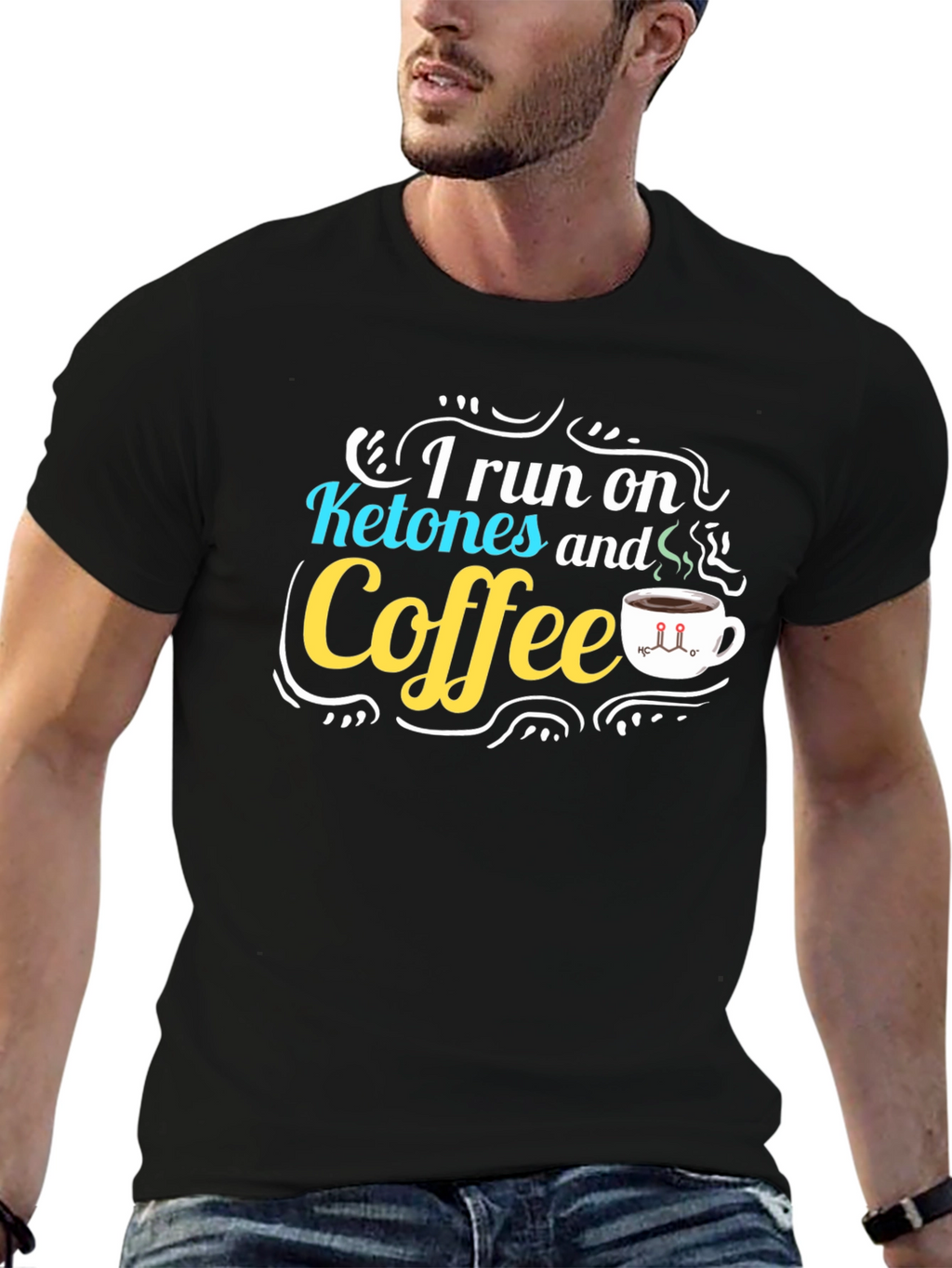 Ketones & Coffee Graphic T-Shirt - Black