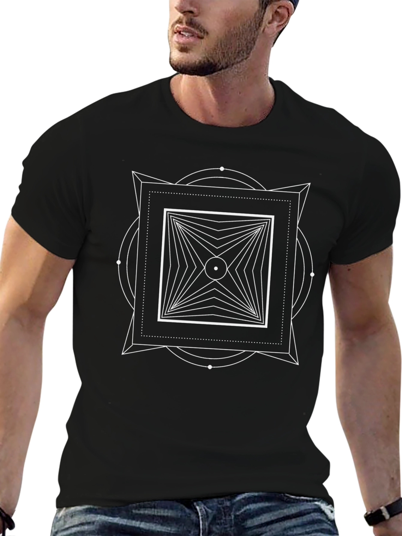 Geometric Design T-Shirt - Modern Black Tee