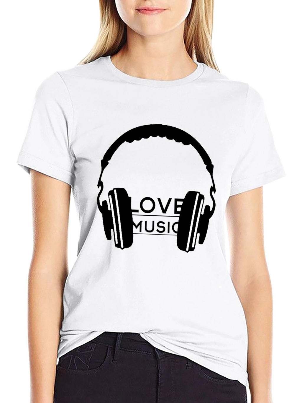 Love Music Headphone Graphic Black T-Shirt