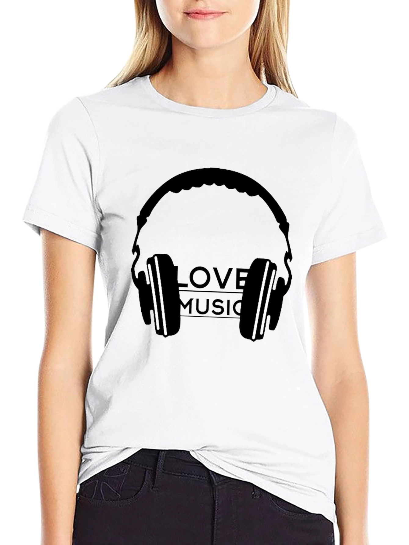 Love Music Headphone Graphic Black T-Shirt