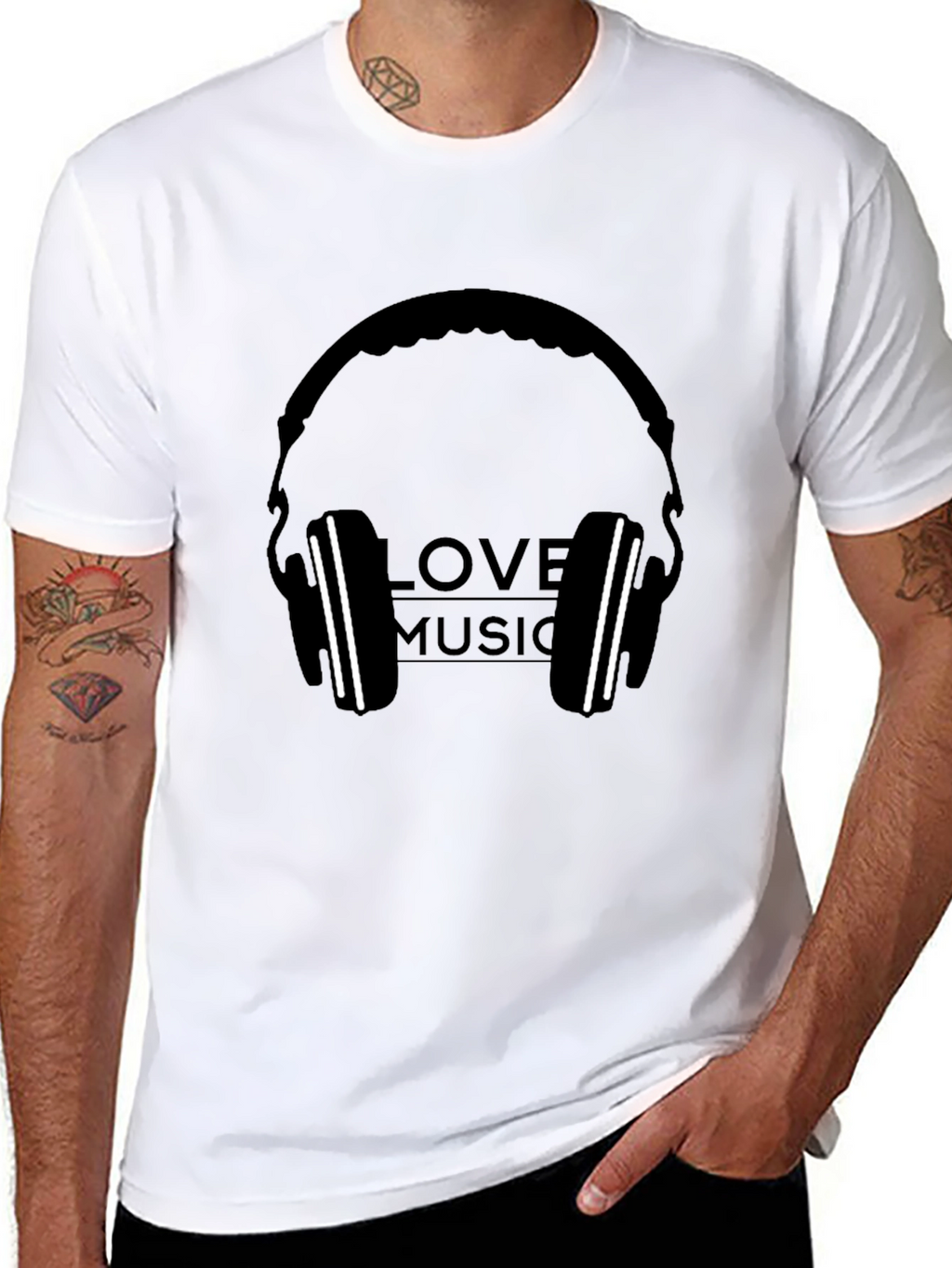 Love Music Headphone Graphic Black T-Shirt