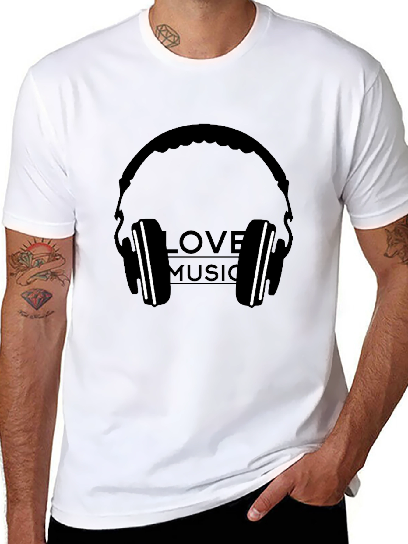 Love Music Headphone Graphic Black T-Shirt