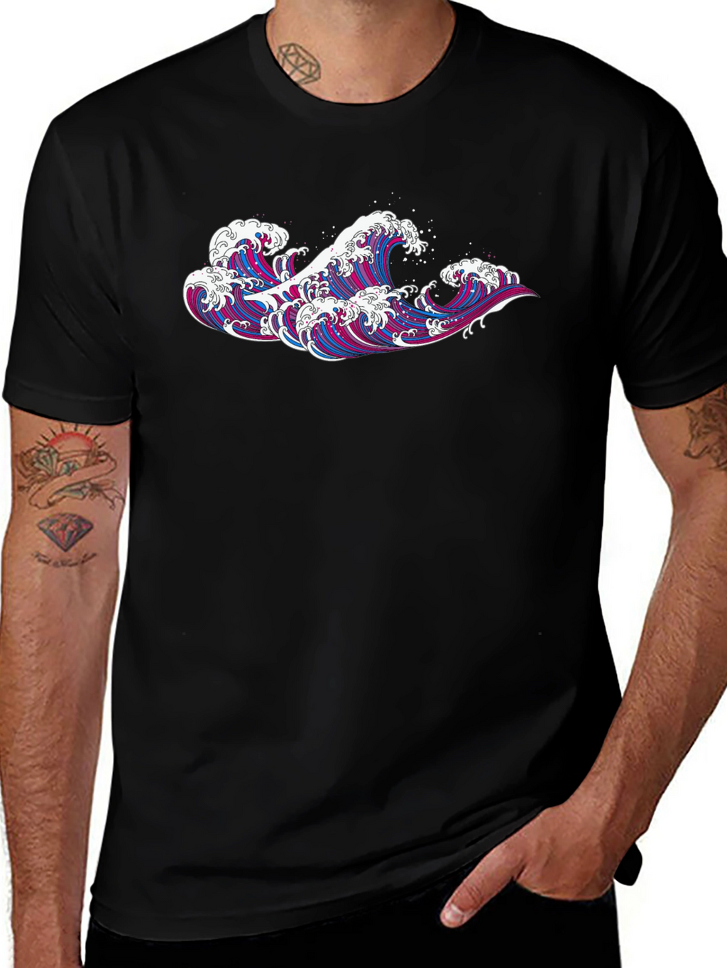 Great Wave Graphic Tee - Mens Black T-Shirt