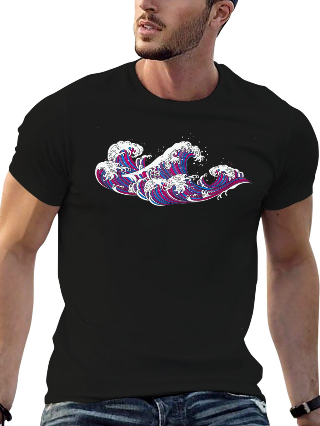 Great Wave Graphic Tee - Mens Black T-Shirt