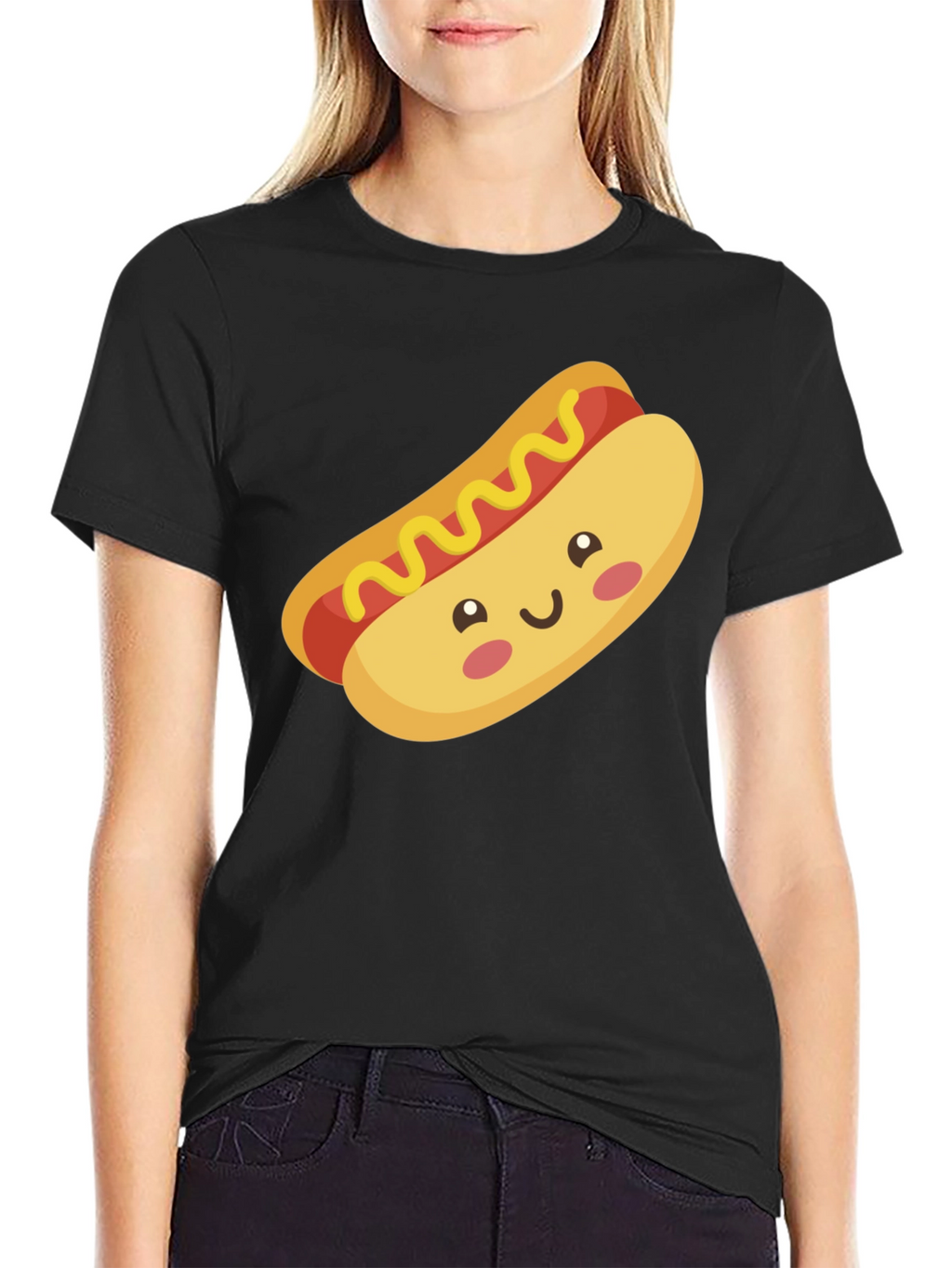 Hot Dog Graphic Black T-Shirt