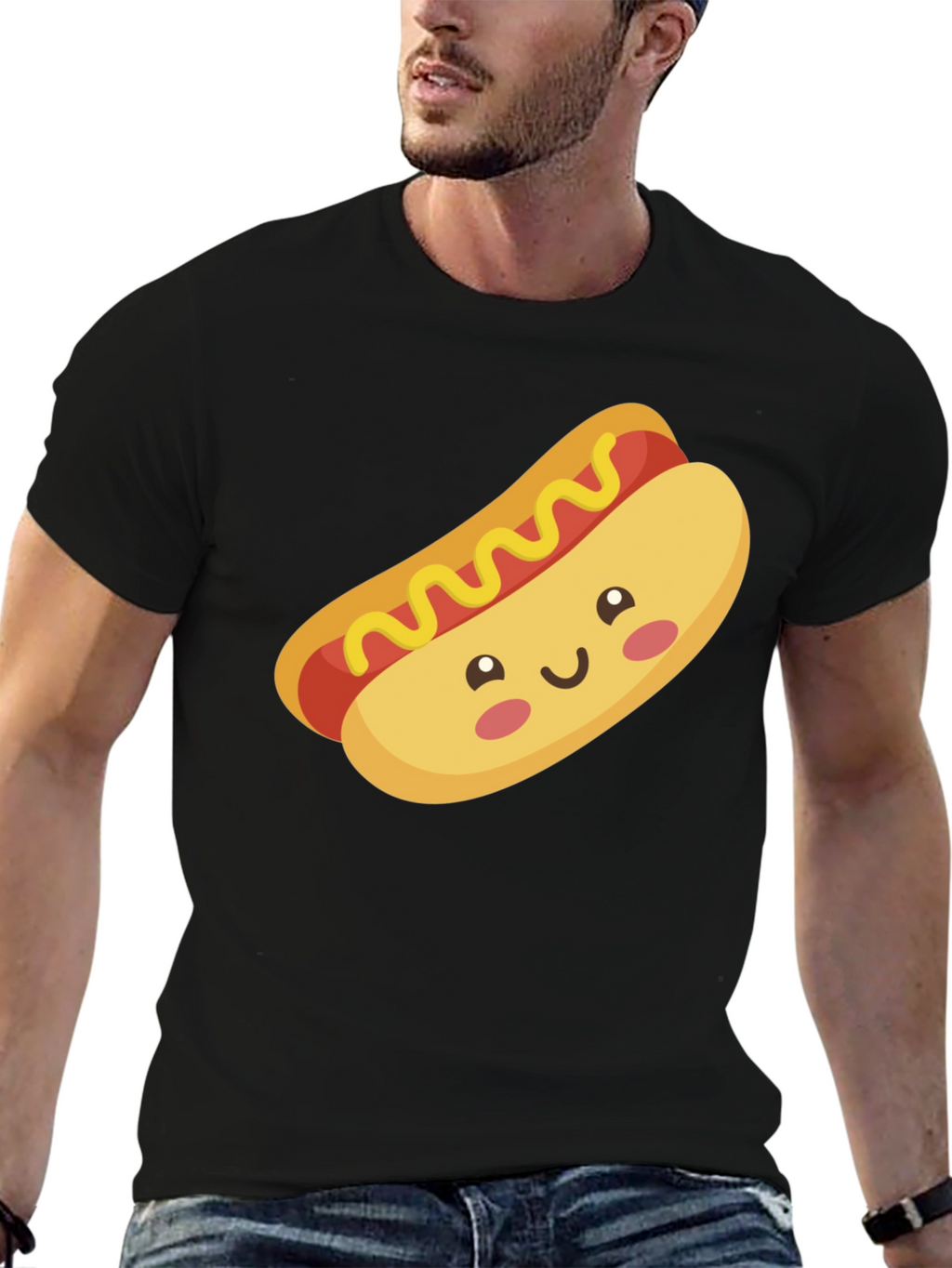Hot Dog Graphic Black T-Shirt