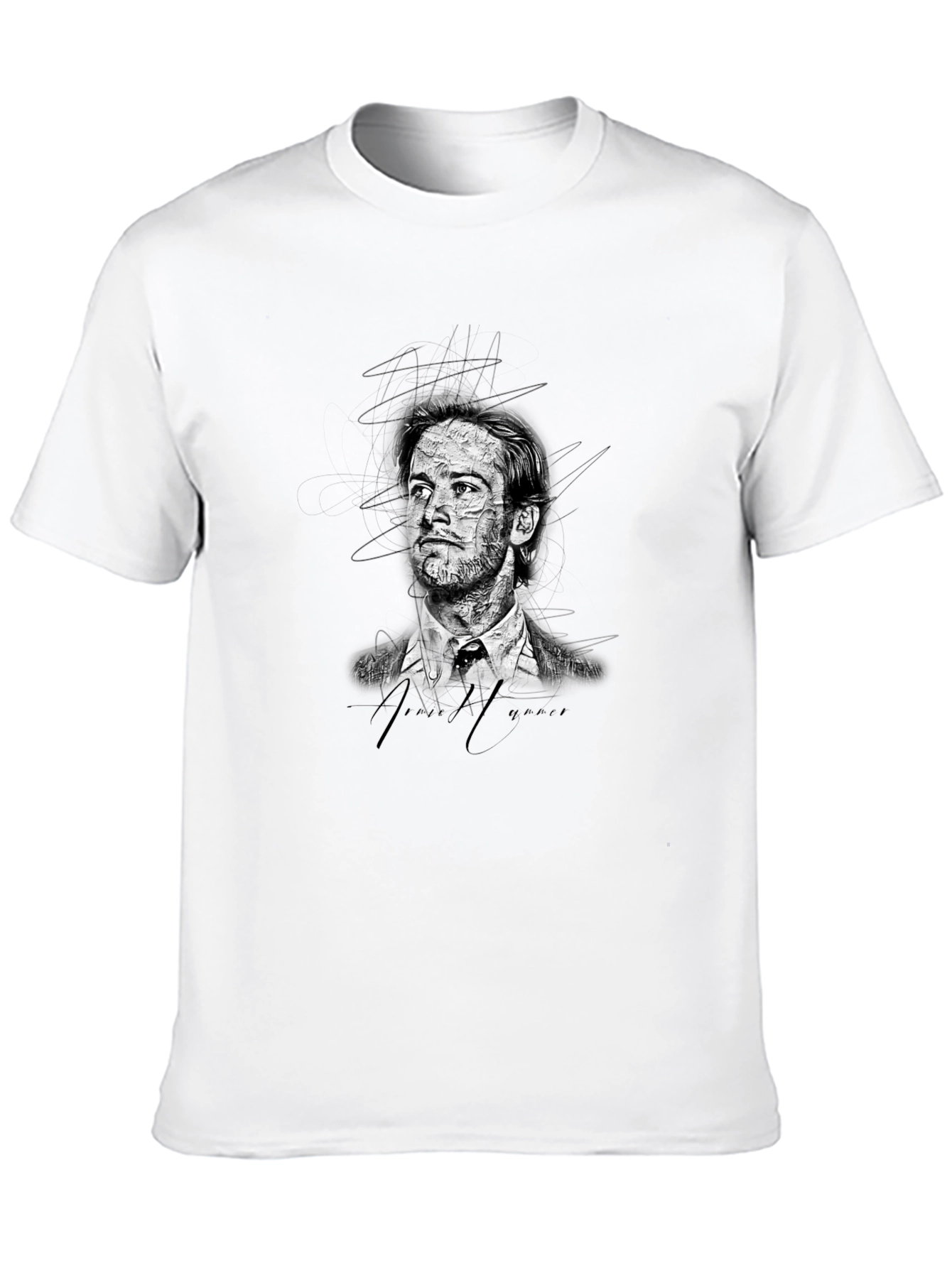 Mens Black Graphic T-Shirt - Sketch Portrait Design