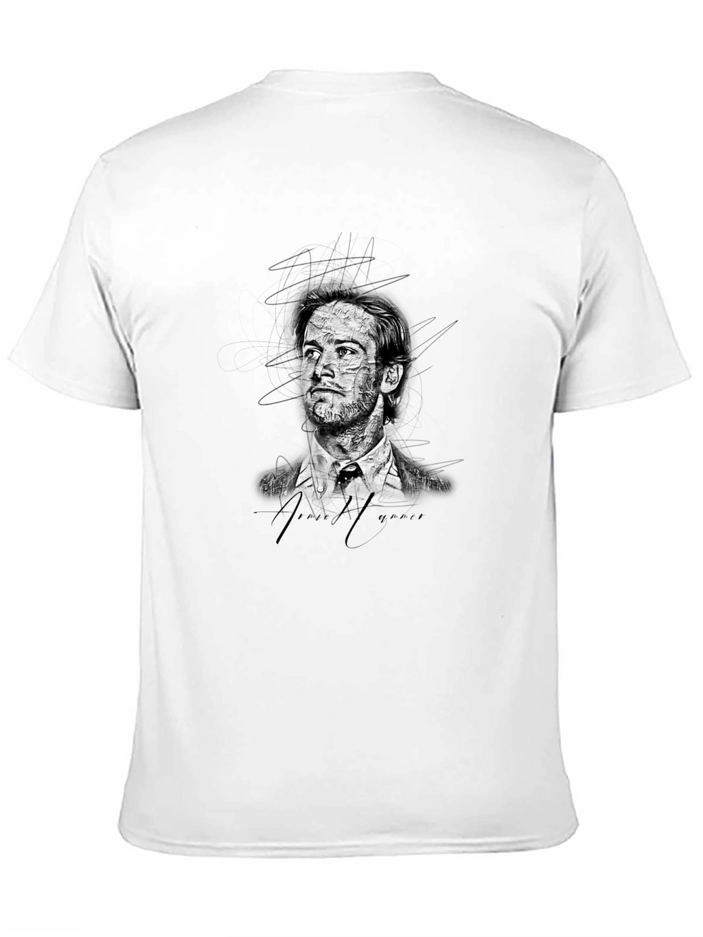 Mens Black Graphic T-Shirt - Sketch Portrait Design