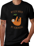 My Sloth Smoked My Homework Black T-Shirt