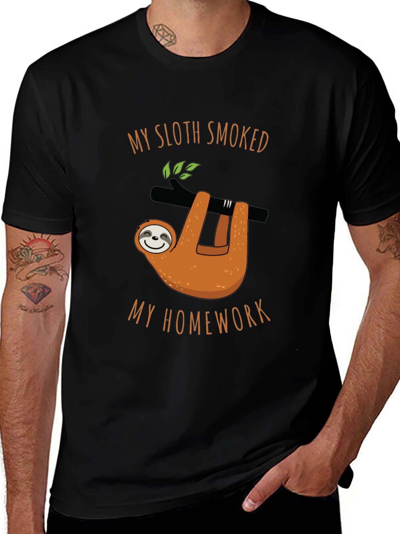 My Sloth Smoked My Homework Black T-Shirt