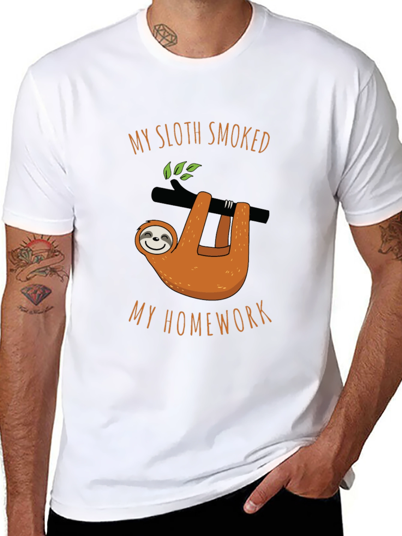My Sloth Smoked My Homework Black T-Shirt