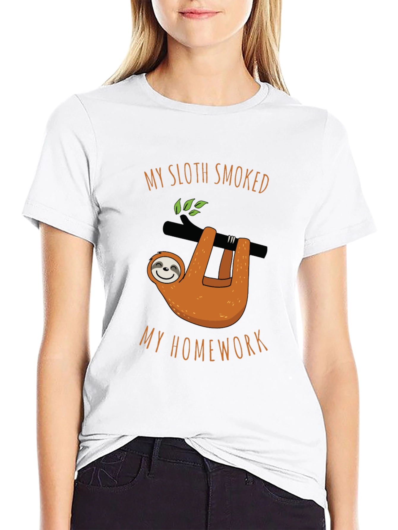 My Sloth Smoked My Homework Black T-Shirt