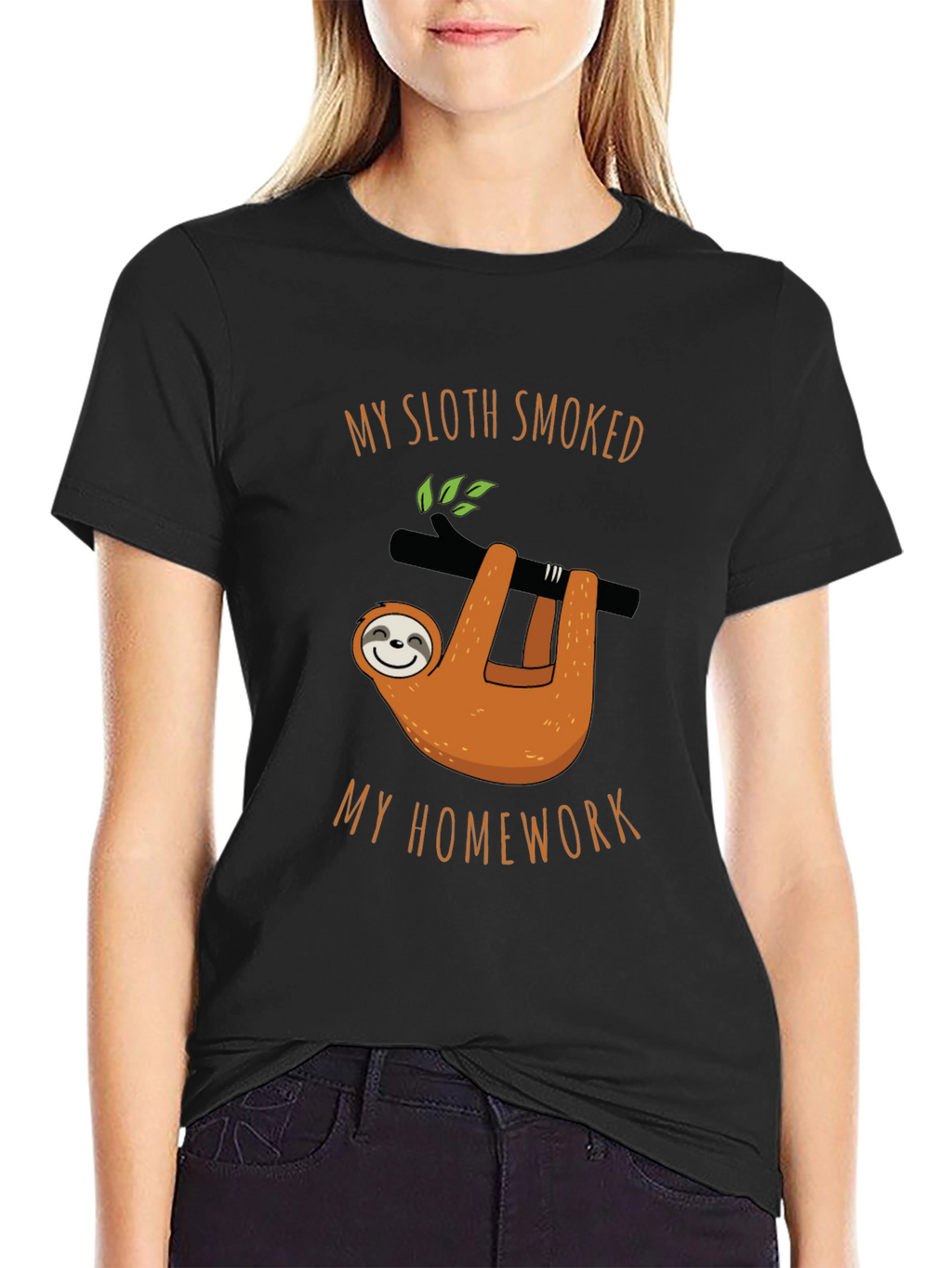 My Sloth Smoked My Homework Black T-Shirt