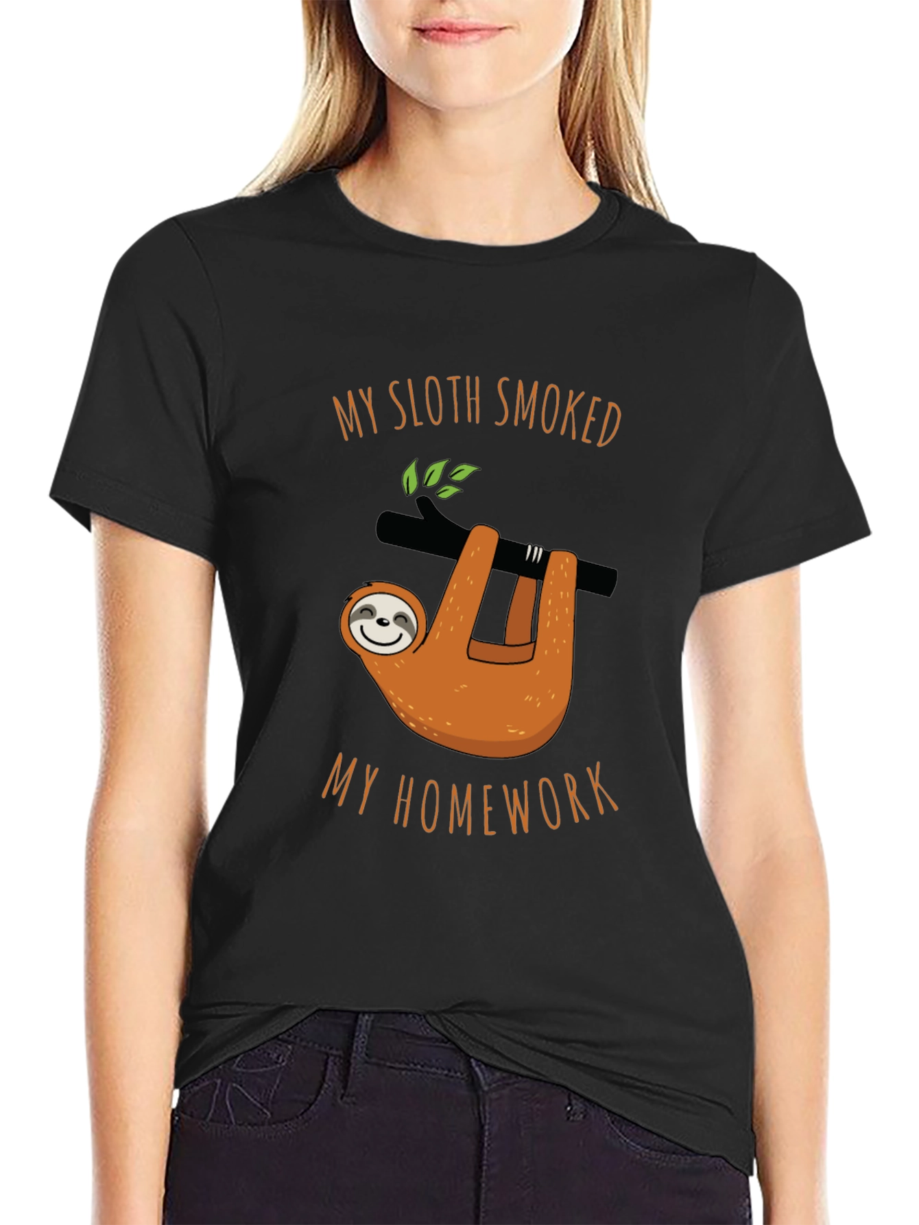 My Sloth Smoked My Homework Black T-Shirt