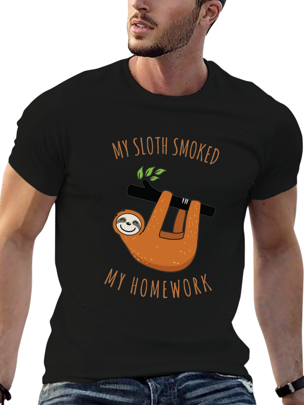 My Sloth Smoked My Homework Black T-Shirt