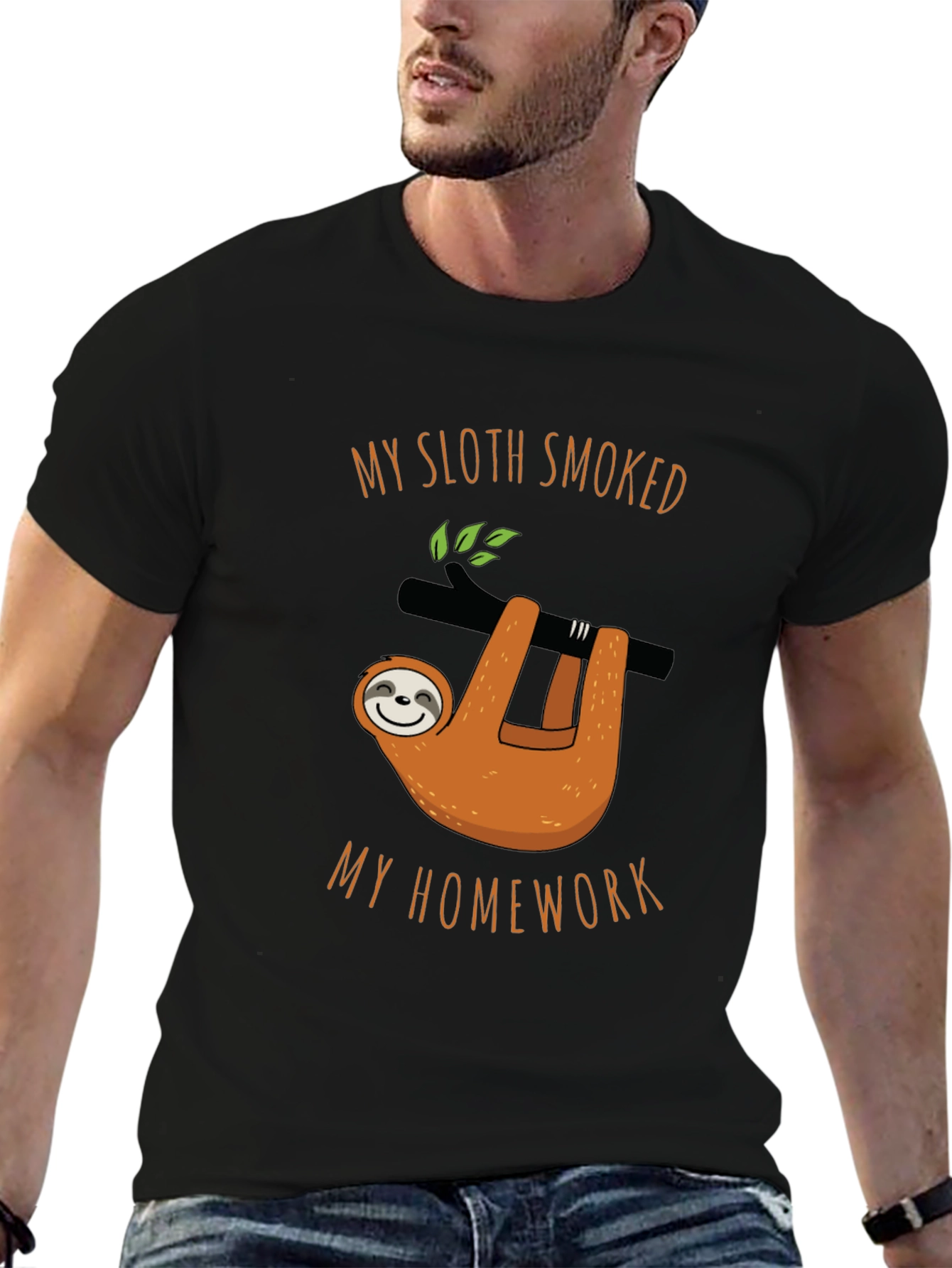 My Sloth Smoked My Homework Black T-Shirt