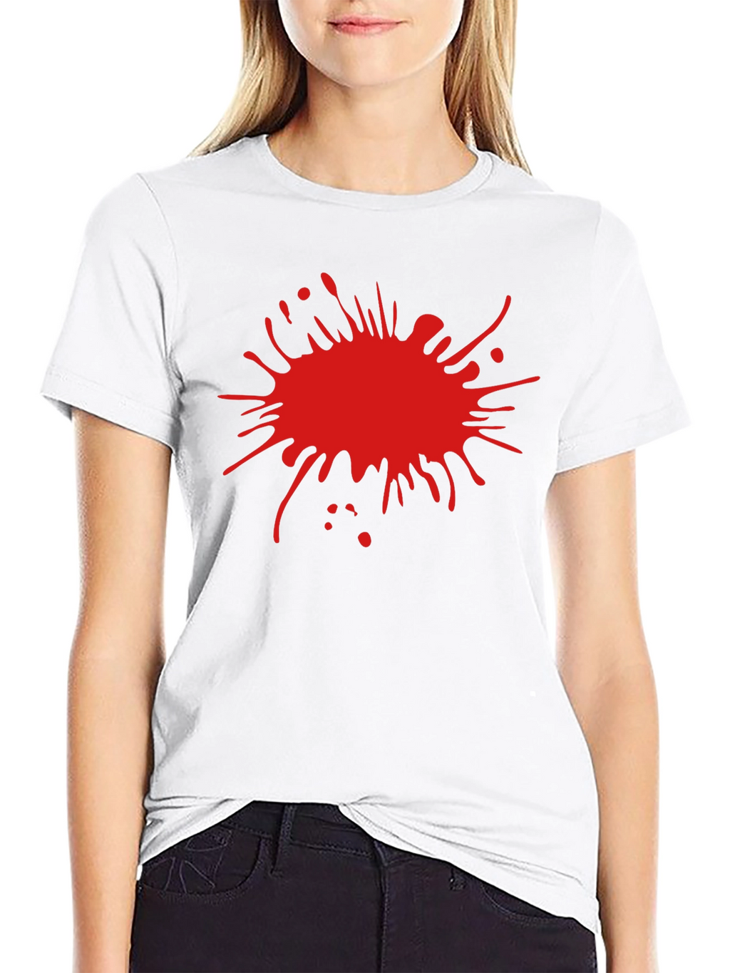 Mens Black T-Shirt with Red Splatter Design