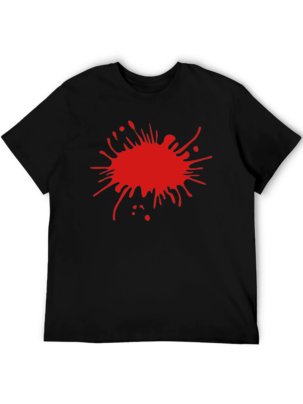 Mens Black T-Shirt with Red Splatter Design